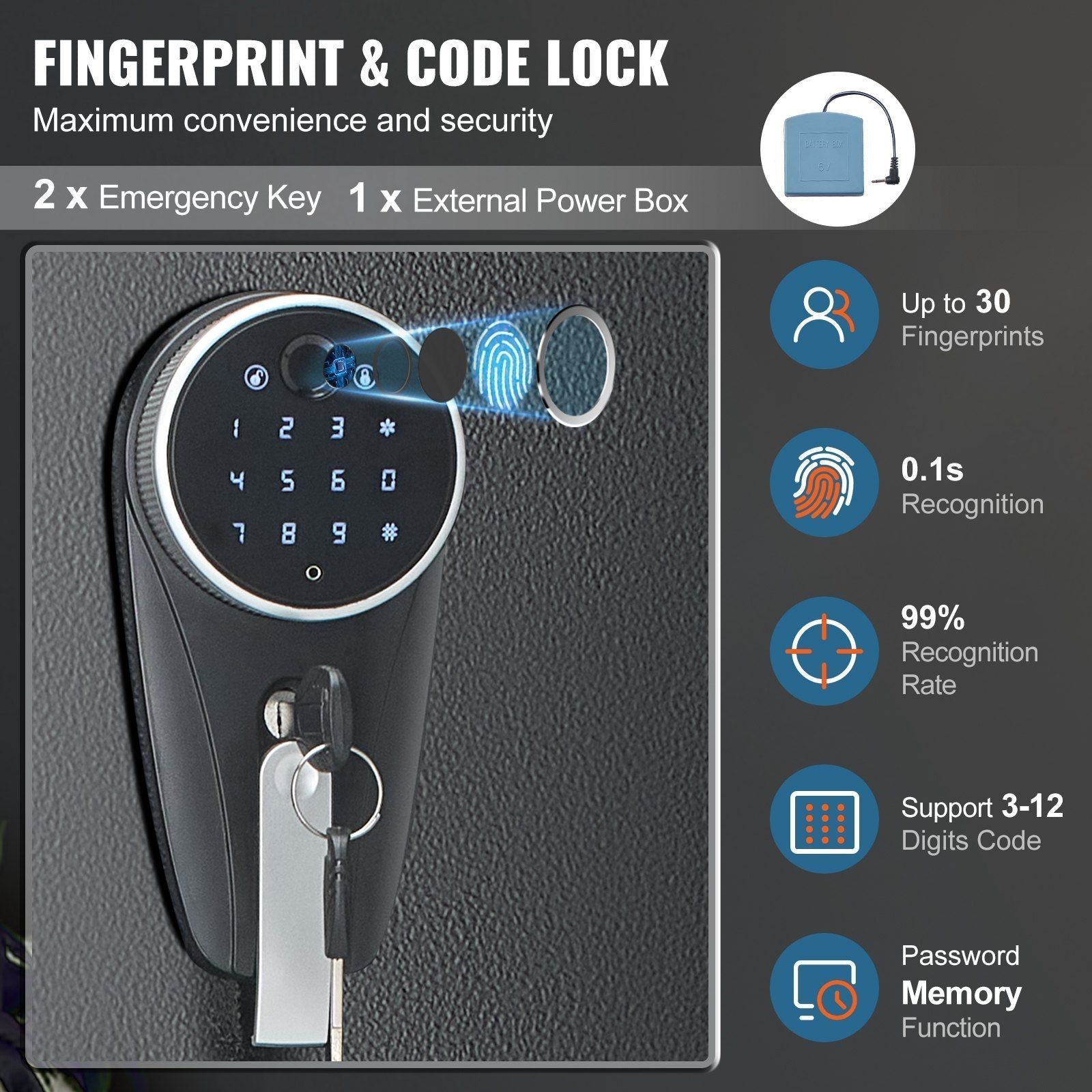 6 Gun Safe with Fingerprint & Digital Keypad - by VEVOR