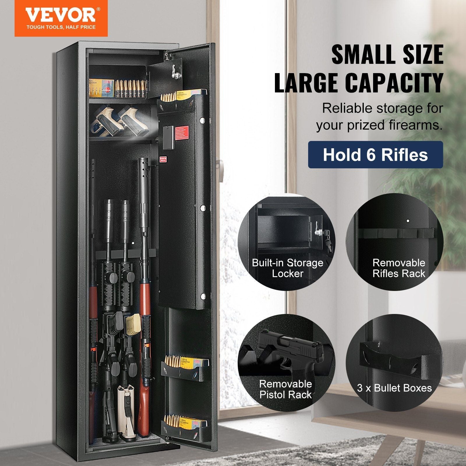 6 Gun Safe with Fingerprint & Digital Keypad - by VEVOR