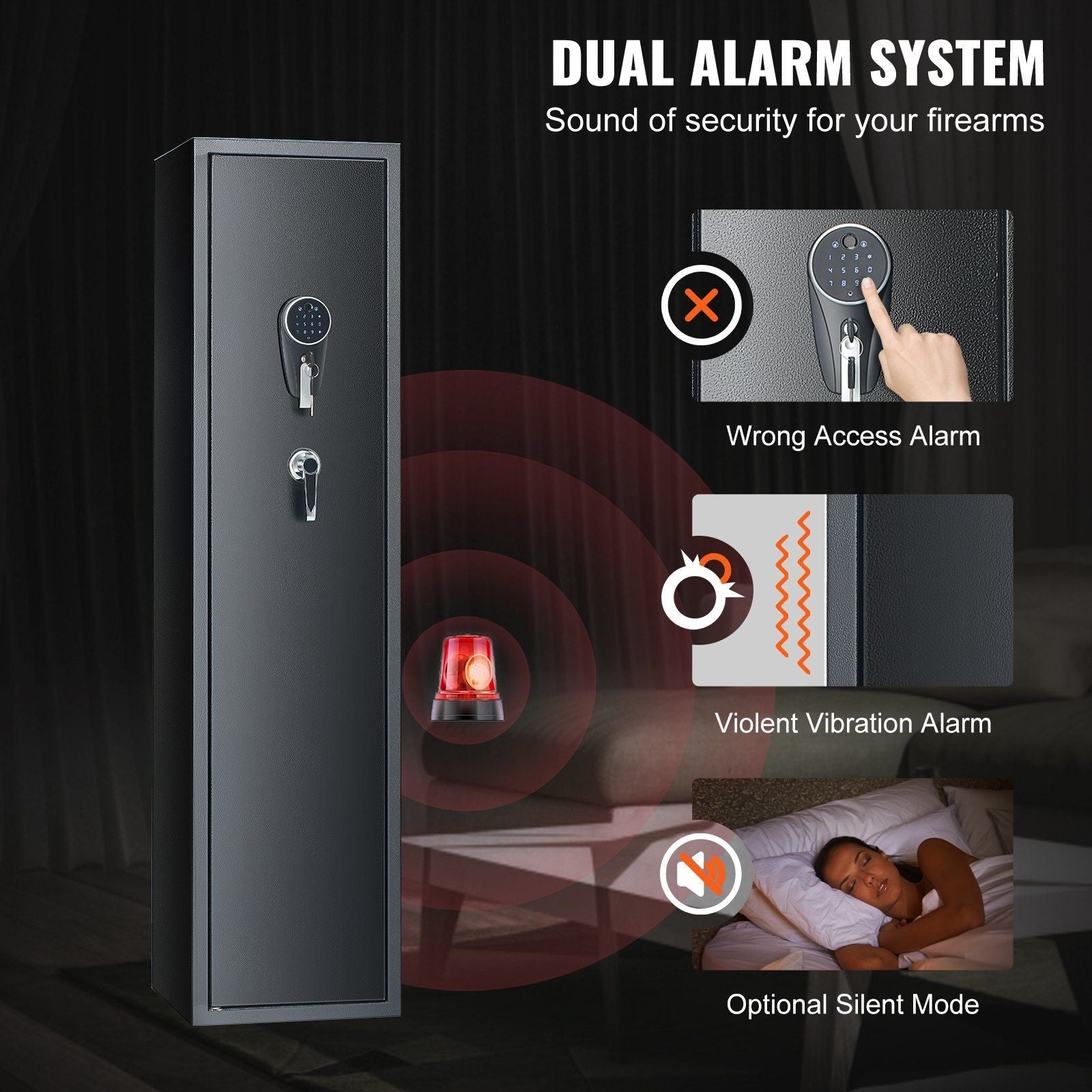 6 Gun Safe with Fingerprint & Digital Keypad - by VEVOR