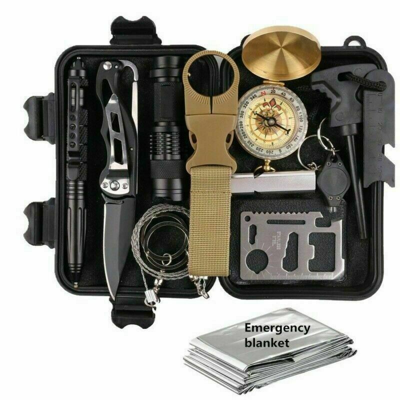 Emergency Outdoor Survival Kit - 14 in 1 Survival Gear kit for camping